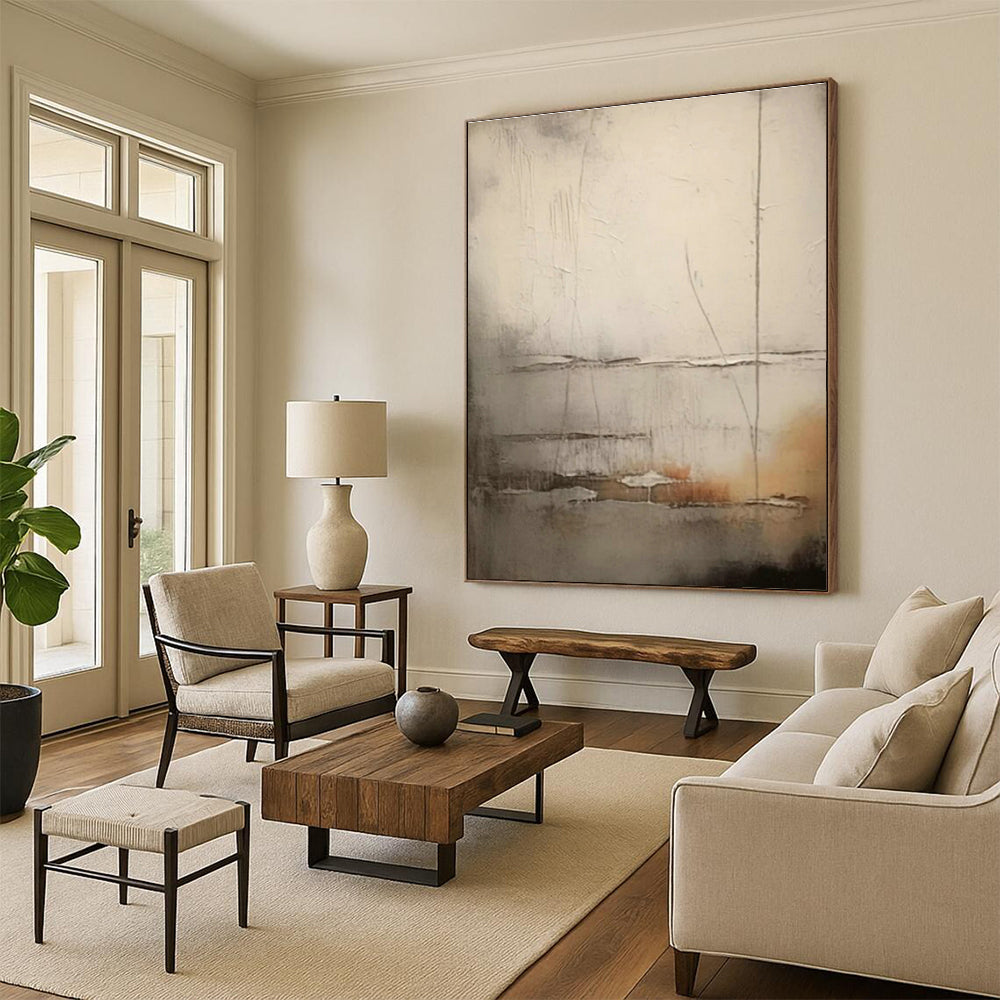 Gray - White Abstract Art for Scandinavian - Style Nursery & Calming Wellness Spa DLZ1583
