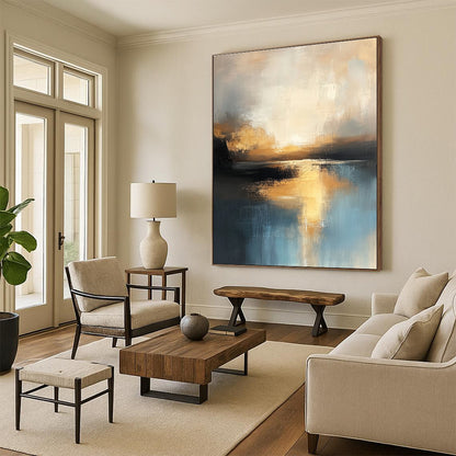 Abstract Lake Sunset for Tranquil Home Office & Nature - Inspired Lounge STSC198