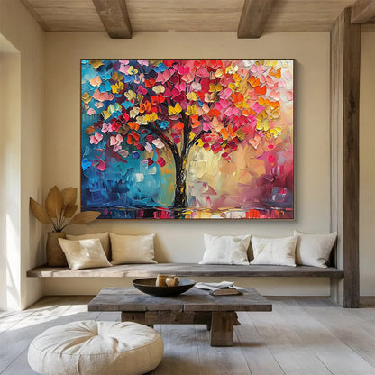 Colorful Tree Palette Knife Art for Art Gallery Featured Exhibits DLZ3242