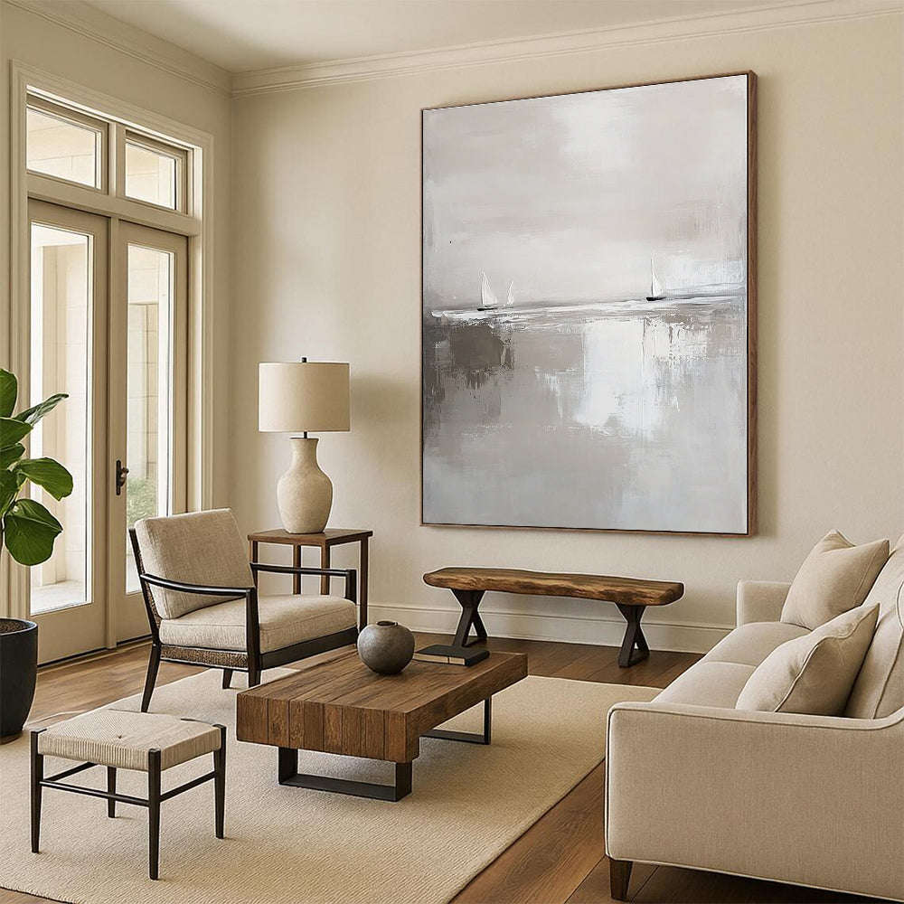 Minimalist Sailboats on Water for Nautical - Themed Home & Serene Lakeside Retreat STSC359