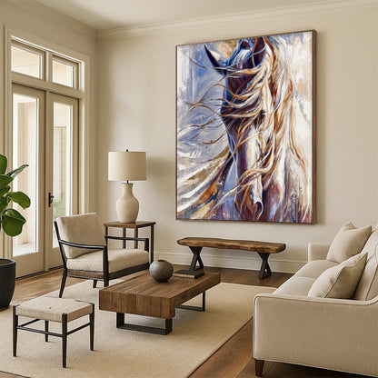 Majestic White Horse Art for Equestrian Club & Elegant Living Room DLZ2353