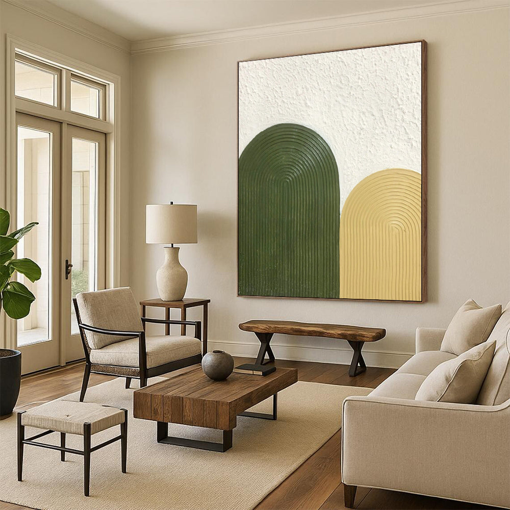 Green - Yellow Relief Art for Mid - Century Kitchen & Outdoor Café DLZ1183