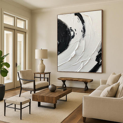 Black - White Swirl Texture Art for Avant - Garde Gallery & Trendy Nightclub DLZ2377