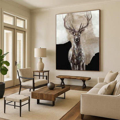 Majestic Stag Portrait for Rustic Lodge & Wildlife - Themed Office DLZ2162