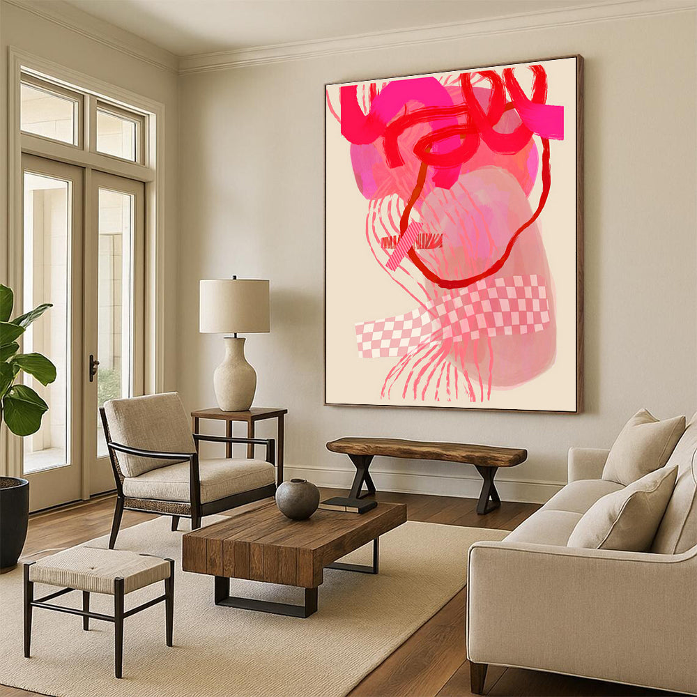 Pink - Themed Abstract Heart Art for Wellness Center & Fashion Boutique DLZ0639