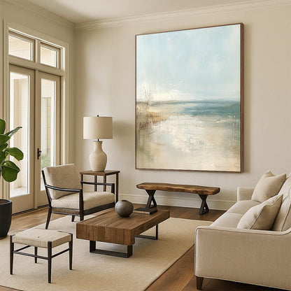 Minimalist Beach Abstract in Soft Tones for Minimalist Bedroom & Meditation Center STSC158