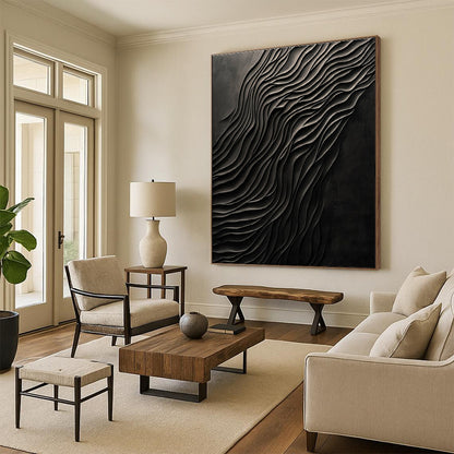 Black Wavy Texture for Contemporary Art Space & Sophisticated Hotel Lobby STSC1289