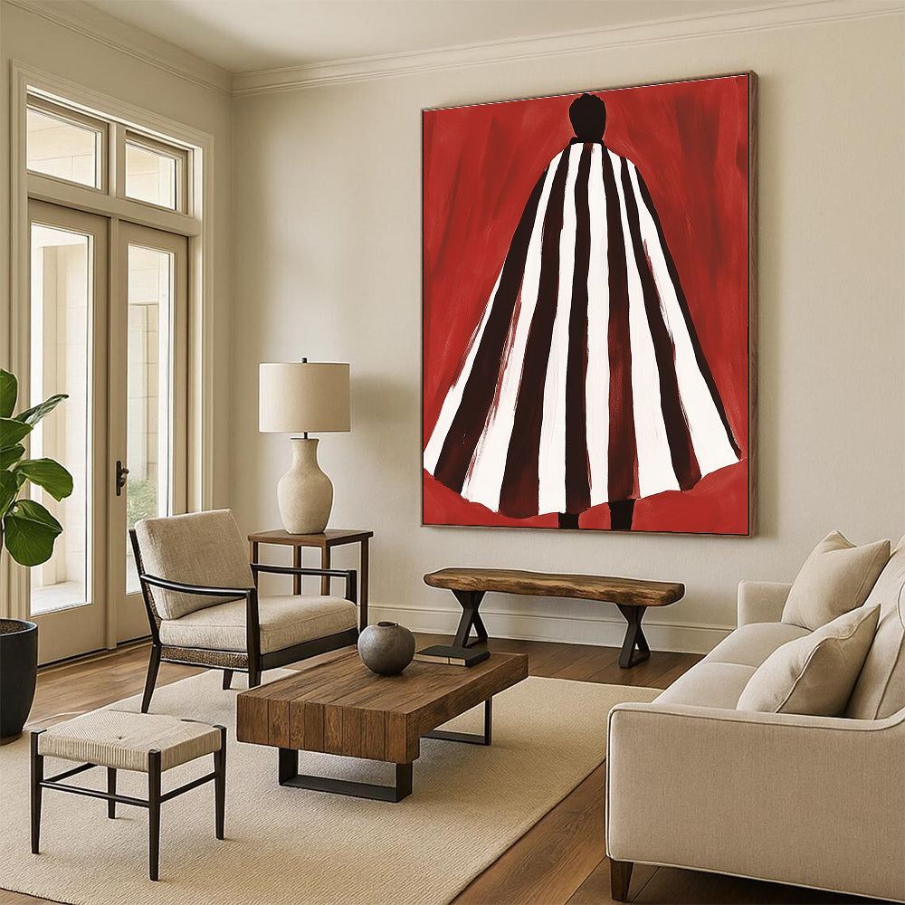 Figure in Striped Cloak Art for Themed Costume Shop & Avant - Garde Fashion Studio STSC932