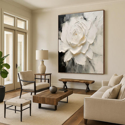 Textured White Flower Art for Elegant Wedding Venue & Art - Loving Bedroom DLZ2117