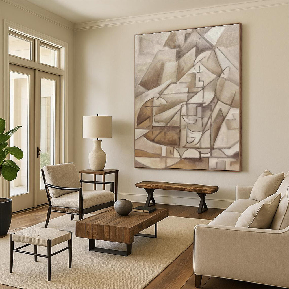 Beige Cubist Abstract Art for Art Gallery & Architect Office DLZ0608