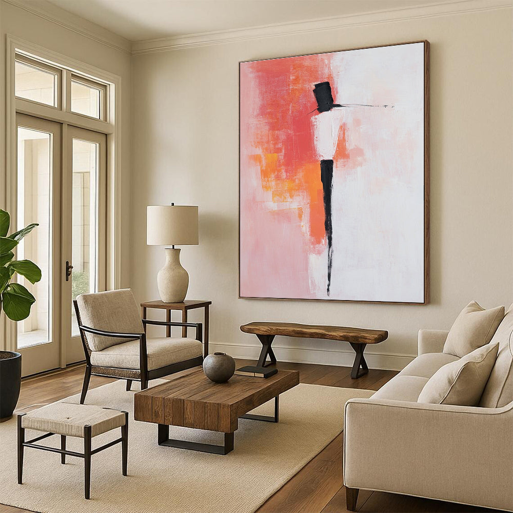 Coral and Black Abstract Figure for Bohemian - Style Bedroom & Art - Inspired Boutique STSC404