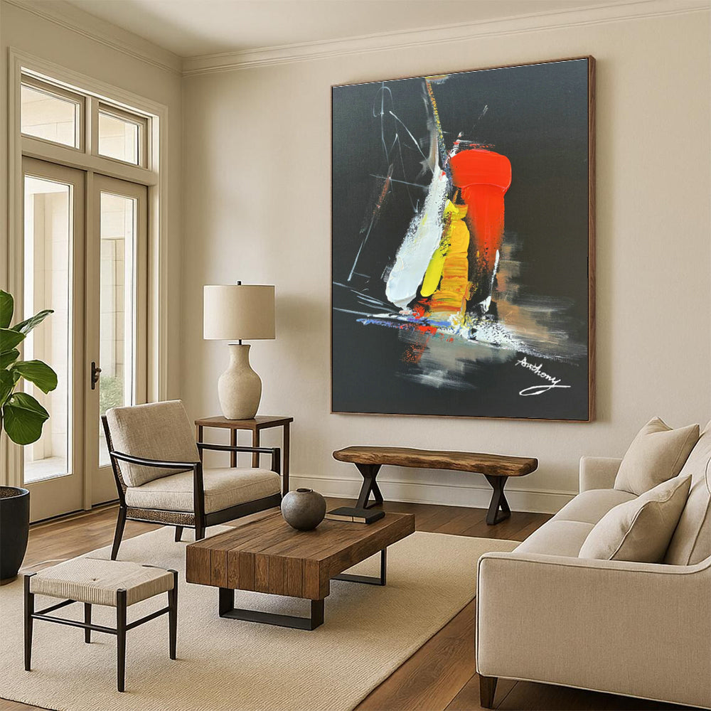 Colorful Abstract on Black for Trendy Nightclub & Creative Studio Break Area DLZ0826