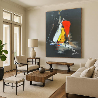 Colorful Abstract on Black for Trendy Nightclub & Creative Studio Break Area DLZ0826