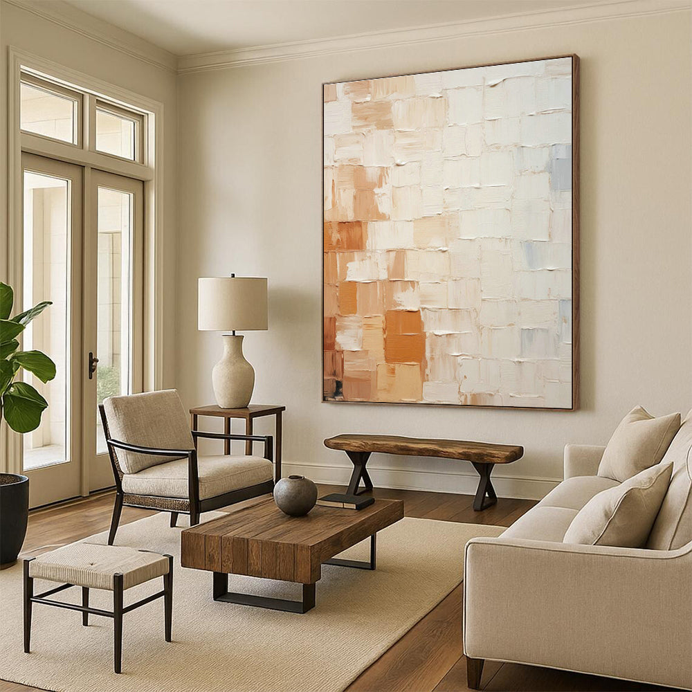 Warm - Brown Textured Abstract Art for Rustic Dining Room & Artisanal Bakery DLZ1338