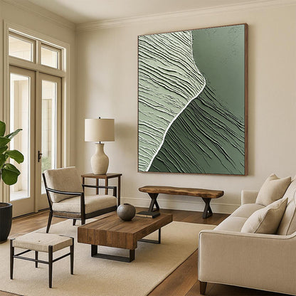 Textured Green Waves for Nature - Inspired Spa & Modern Eco - Friendly Home STSC962