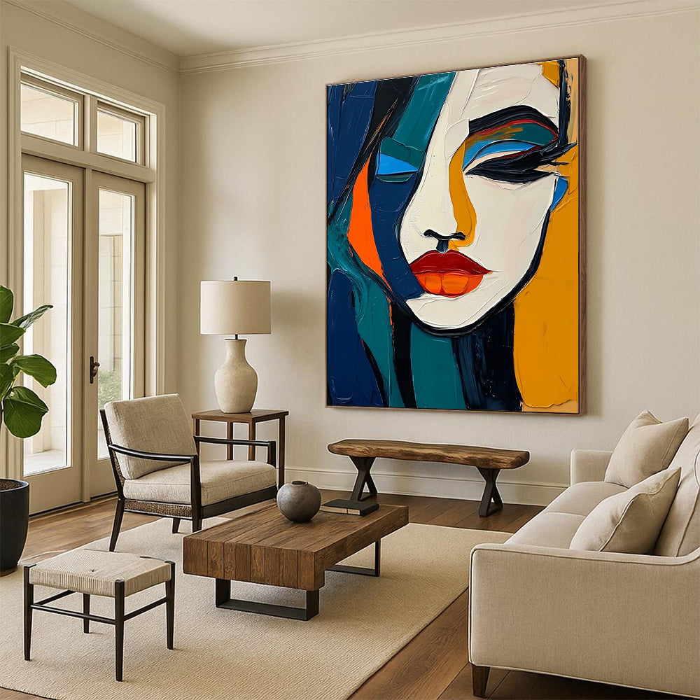 Cubist Female Face Art for Modern Home & Art History Museum STSC1098