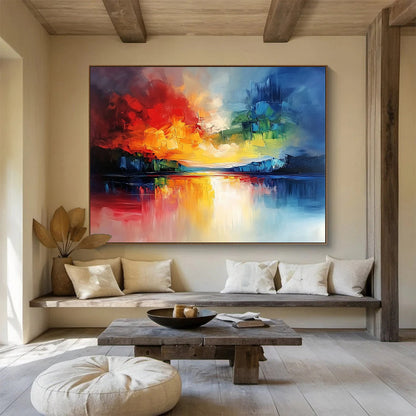 Colorful Lake Reflection Art for Art - Lovers’ Café & Bold Home Office SC077