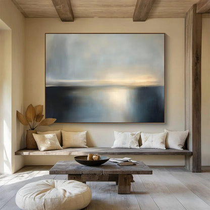 Gray Sea Horizon Art for Nautical Museum & Calm Meditation Space SC079