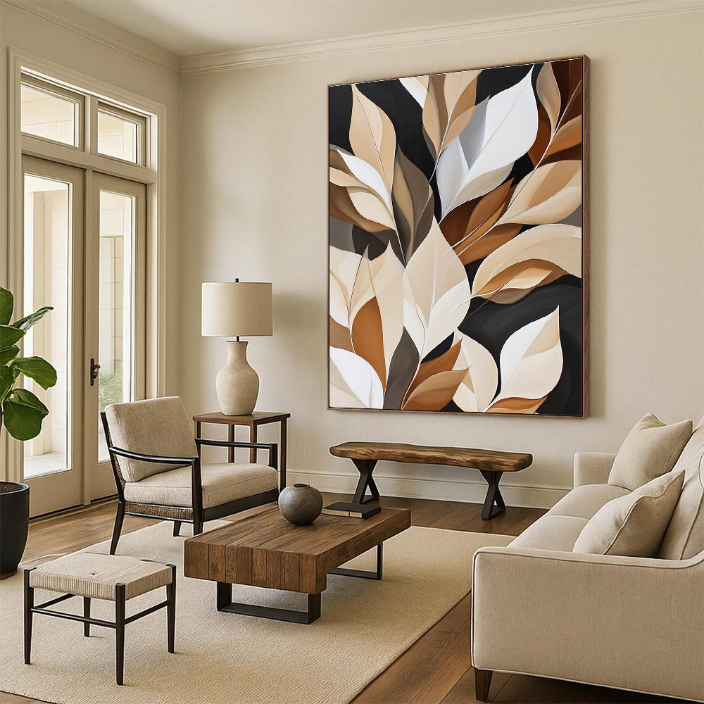 Beige and Brown Leaves for Modern - Minimalist Living Room & Sophisticated Office STSC367