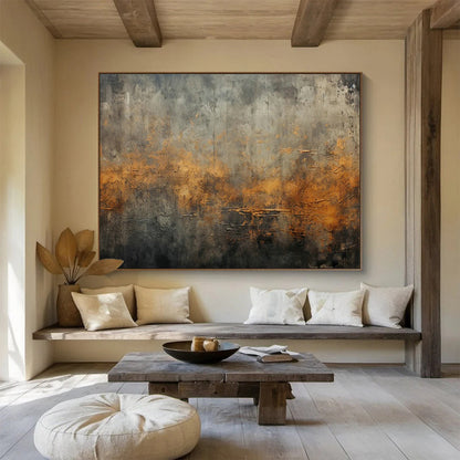 Grey - Orange Industrial Abstract Art for Loft Living Room DLZ2753