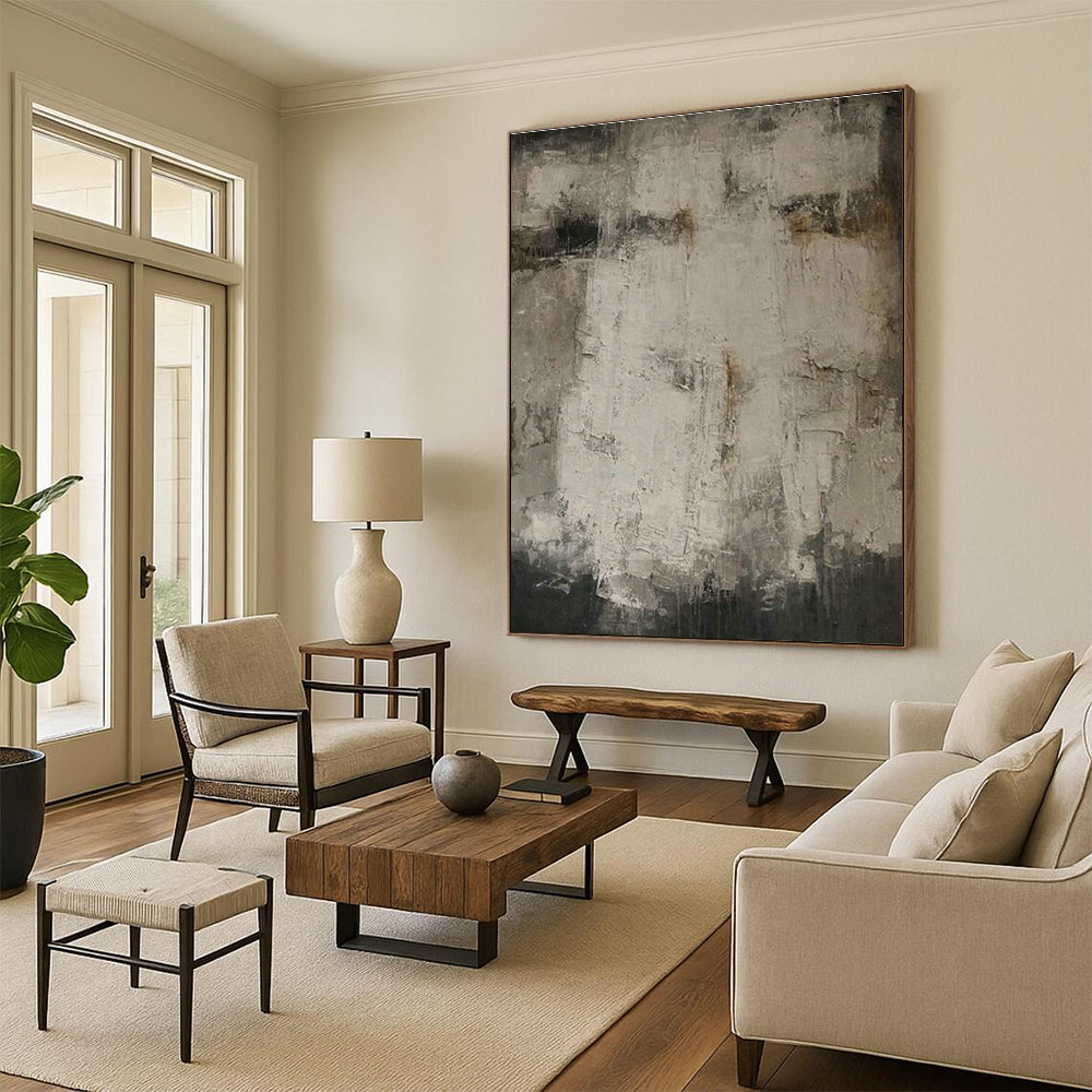 Gray - White Abstract Art for Modern Art Gallery Silent Viewing Areas DLZ0208