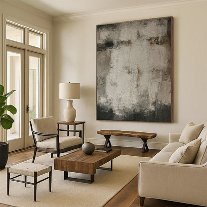 Gray - White Abstract Art for Modern Art Gallery Silent Viewing Areas DLZ0208