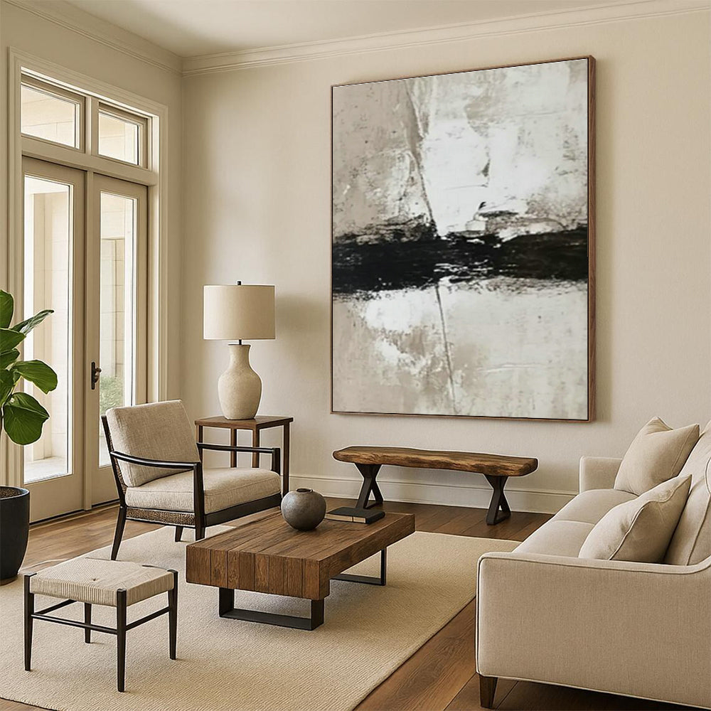 Black - Brown Minimalist Abstract Art for Modern Loft Study & Coffee Roaster Tasting Room DLZ0983