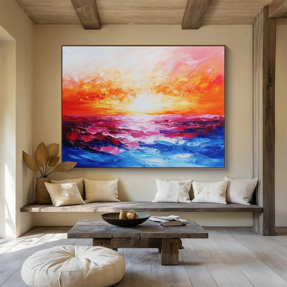 Vivid Sunset Sea Art for Beachfront Bar & Bold Dining Room SC074