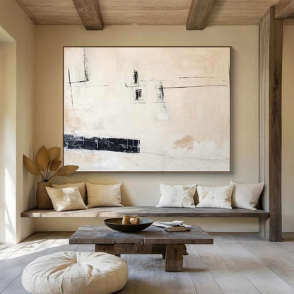Minimalist Black - White Abstract Art for Scandinavian - Style Studies DLZ2480
