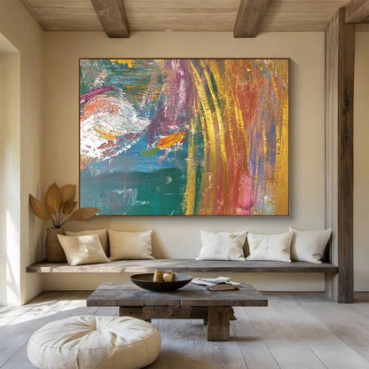 Vibrant Abstract with Gold Art for Luxury Home Office & High - End Hotel Lobby SC442