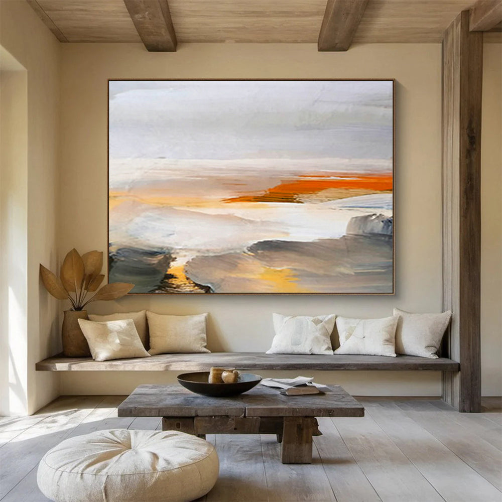 Orange - Grey Minimalist Abstract Art for Modern Office DLZ2766