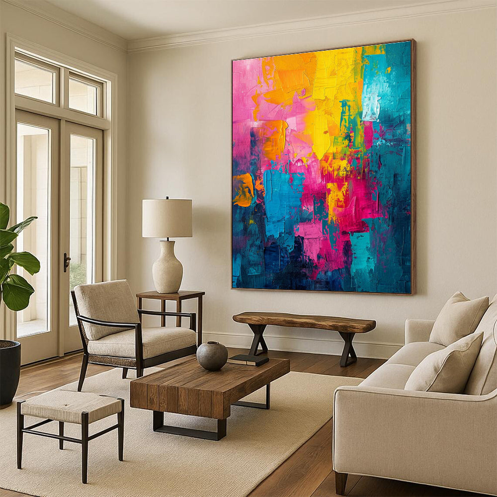 Vibrant Color - Block Abstract Art for Bohemian Living Room & Creative Coworking Space DLZ1911