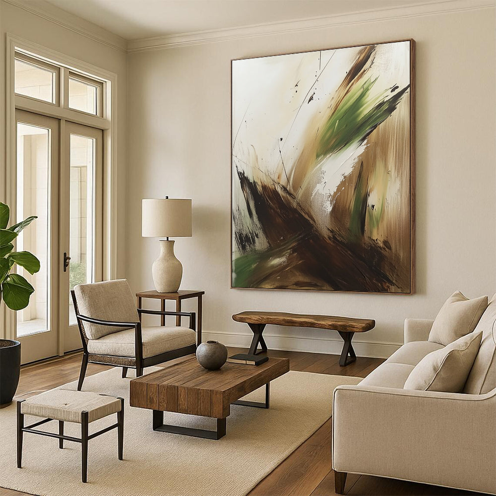 Abstract Green and Brown Strokes for Rustic Home & Nature - Inspired Studio STSC752