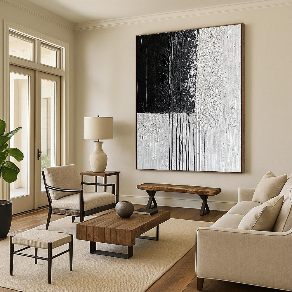 Black and White Textured Abstract for Monochrome Home Office & Dramatic Entryway STSC539