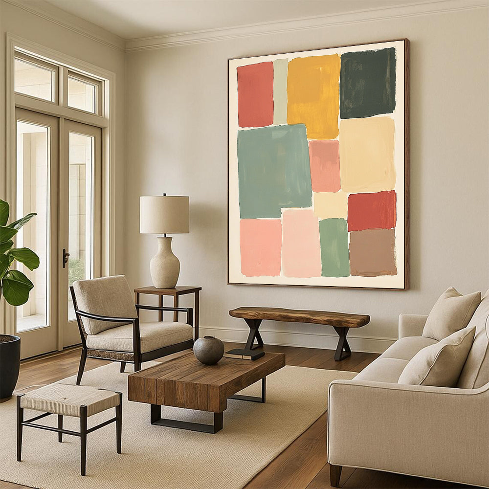 Geometric Color Block Art for Mid - Century Modern Home & Art - Lovers’ Office STSC1361
