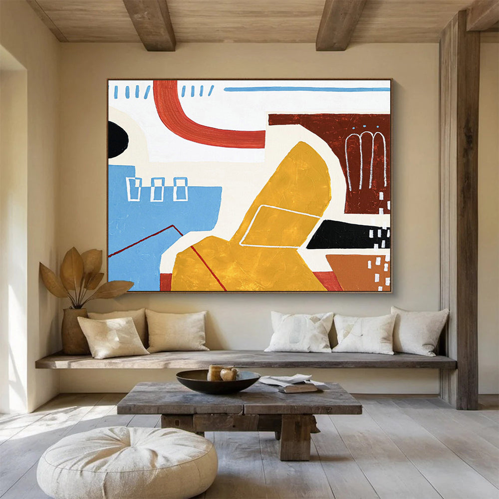 Blue - Yellow Geometric Abstract for Contemporary Bank Lounge DLZ2950