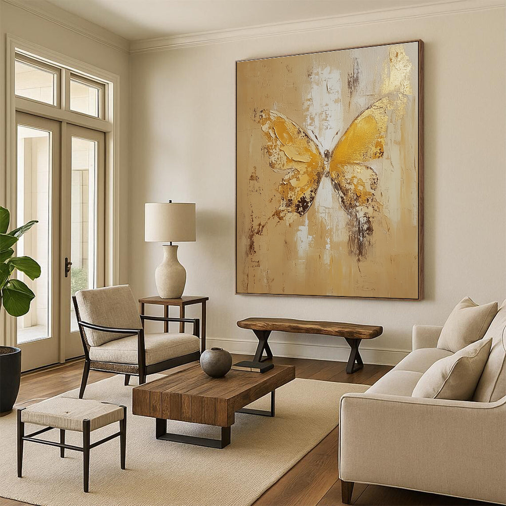Textured Gold Butterfly for Elegant Bedroom & Sophisticated Living Room STSC252