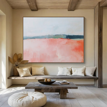 Soft Pink Field Abstract Art for Feminine Boutique & Calming Nursery SC055