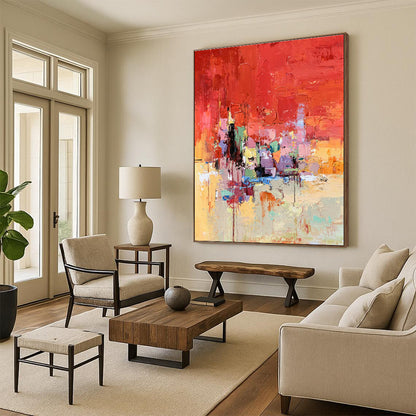 Red - Based Colorful Abstract Art for Living Room & Home Bar DLZ0466