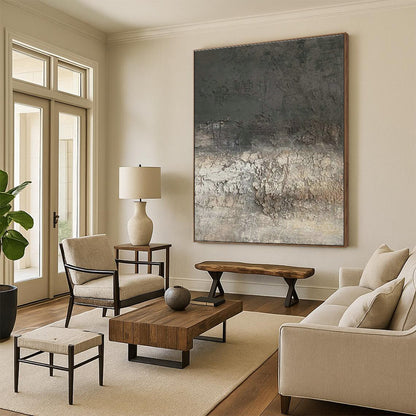 Gray - Brown Textured Art for Industrial Loft & Art Gallery Installation DLZ1844
