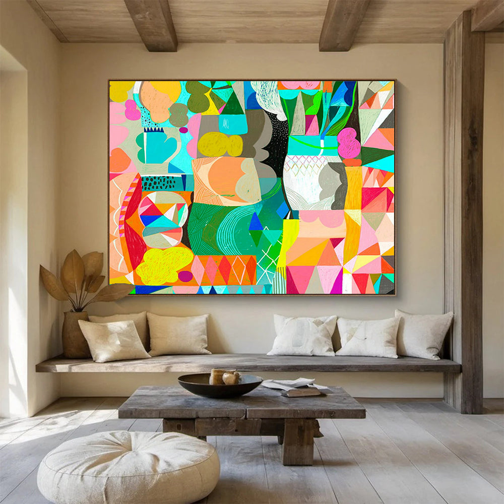 Colorful Geometric Abstract Art for Modern Living Rooms DLZ2449