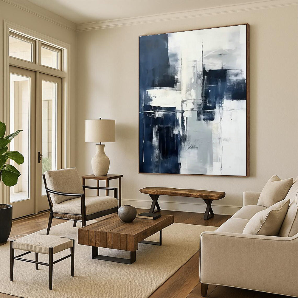 Blue - White Abstract Art for Coastal Home Nook & Corporate Wellness Room DLZ1725