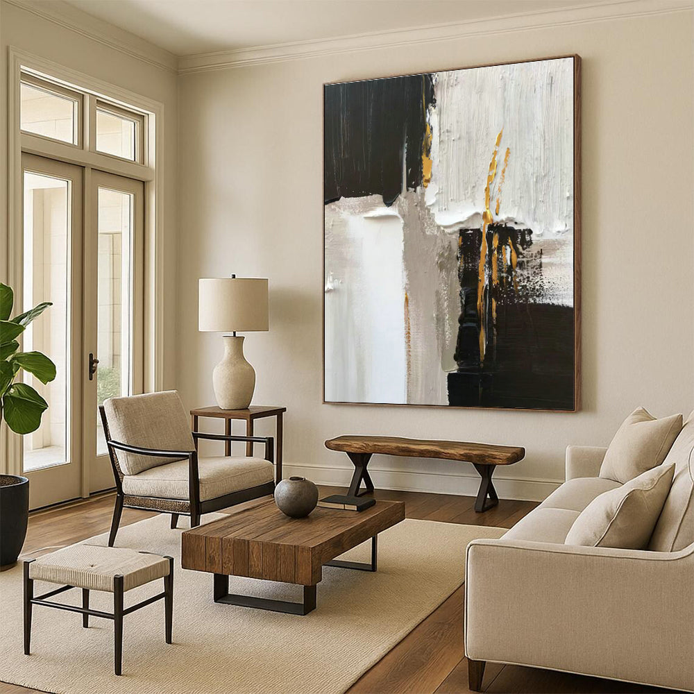 Black - White Abstract Art for High - End Boutique & Chic Hotel Room DLZ0807
