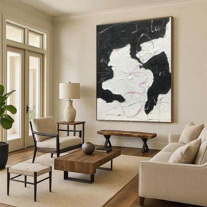 Black - Pink Abstract Art for Boutique Hotel Lobby & Edgy Café DLZ1654
