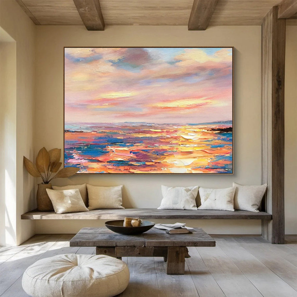 Colorful Sea View Oil Painting for Tropical - Themed Dining Rooms DLZ2496