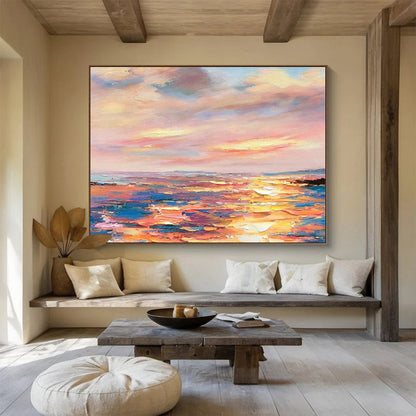Colorful Sea View Oil Painting for Tropical - Themed Dining Rooms DLZ2496