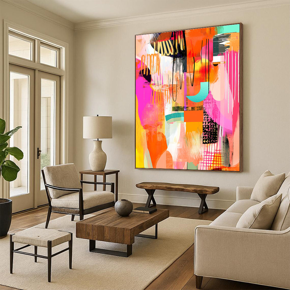 Lively Colorful Abstract Art for Playroom & Creative Studio STSC046