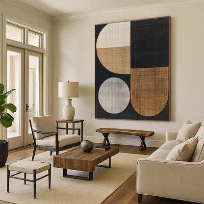 Geometric Textile Art for Modern Office Lounge & Minimalist Home Library STSC933