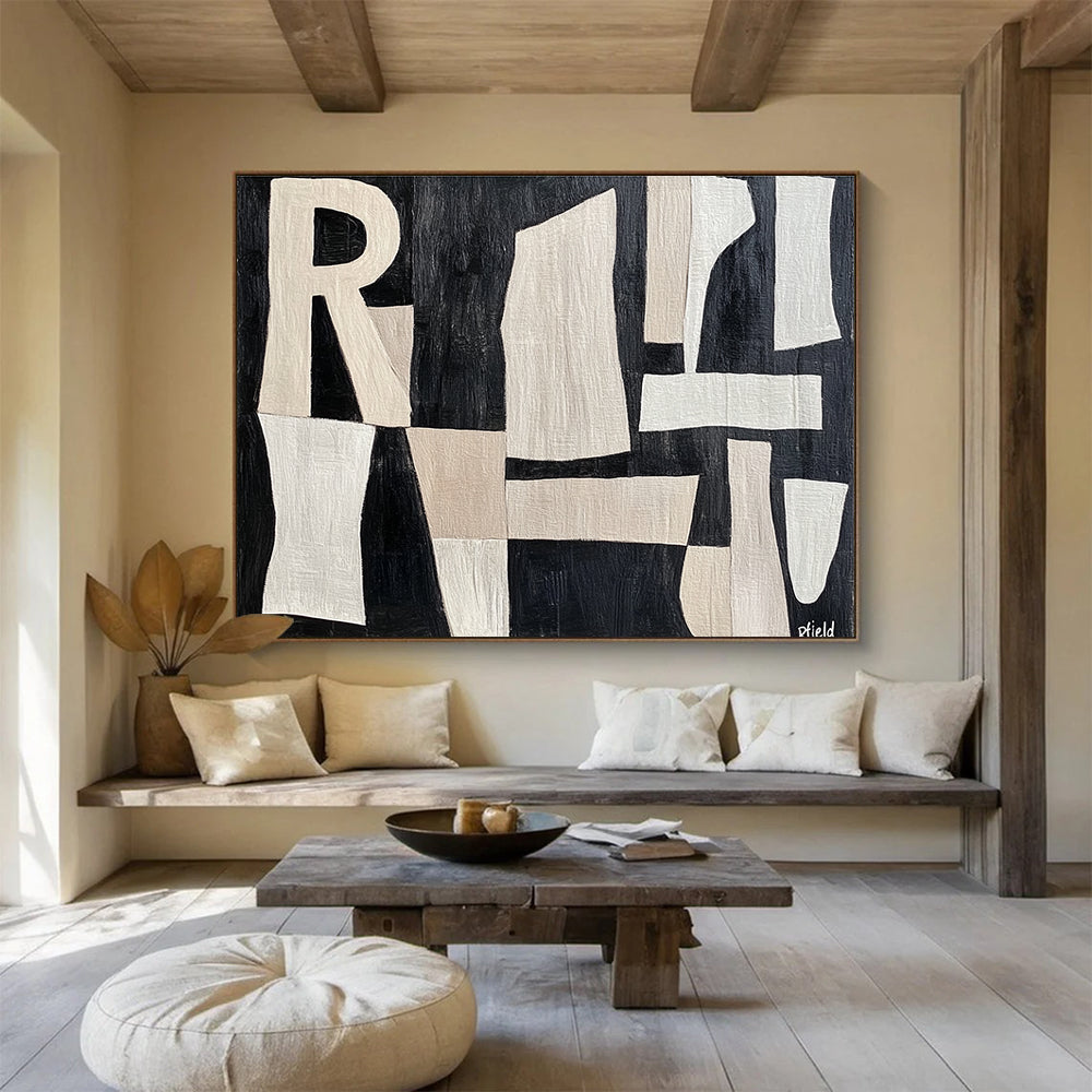 Abstract Letter Collage Art for Literary Café & Modern Home Office SC427