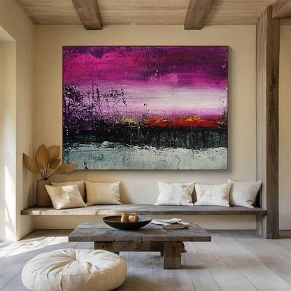 Purple Sunset Abstract Art for Bohemian Bedroom & Rooftop Lounge SC341